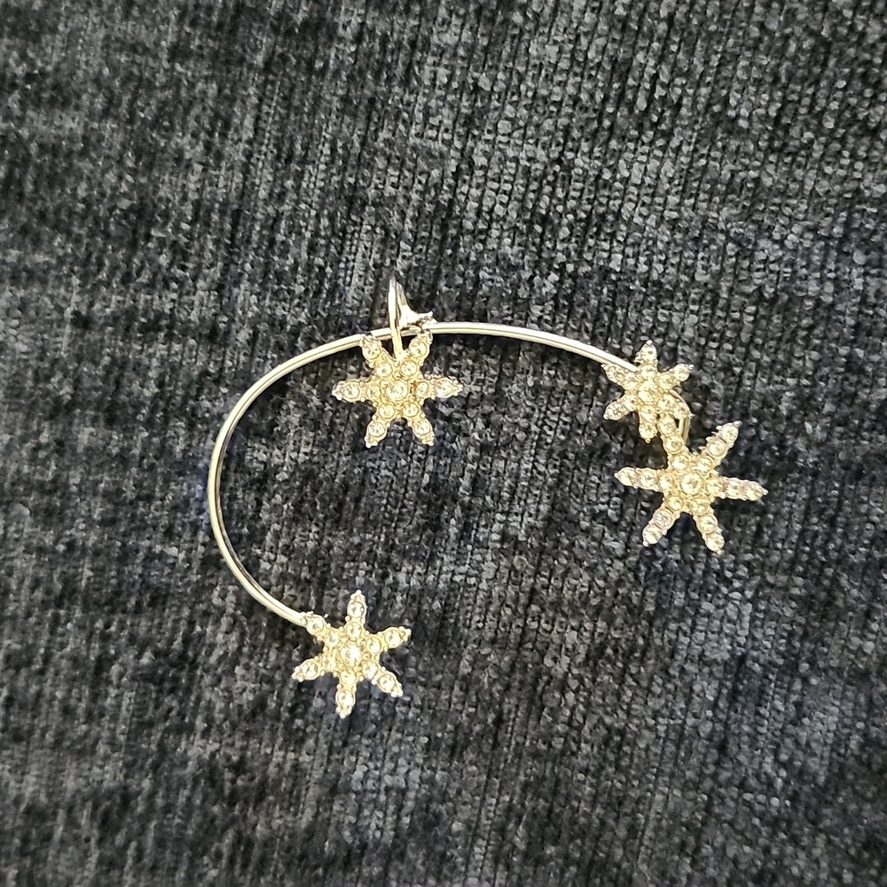 Silver Snowflake Left Ear Cuff